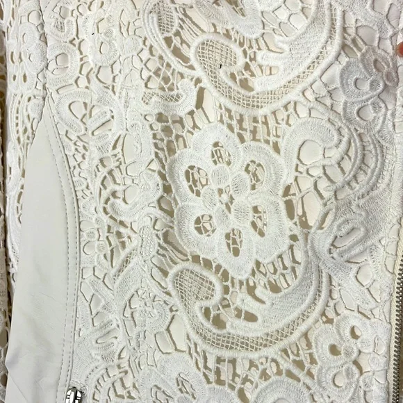 White Leather With Lace Jacket Size Large - Picture 4 of 11